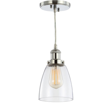 Cleo 5.5" Adjustable Metal/Glass LED Pendant - JONATHAN Y